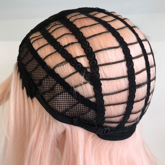 16" Straight Pastel Pink Synthetic Wig | Evelyn - Picture 6 of 6